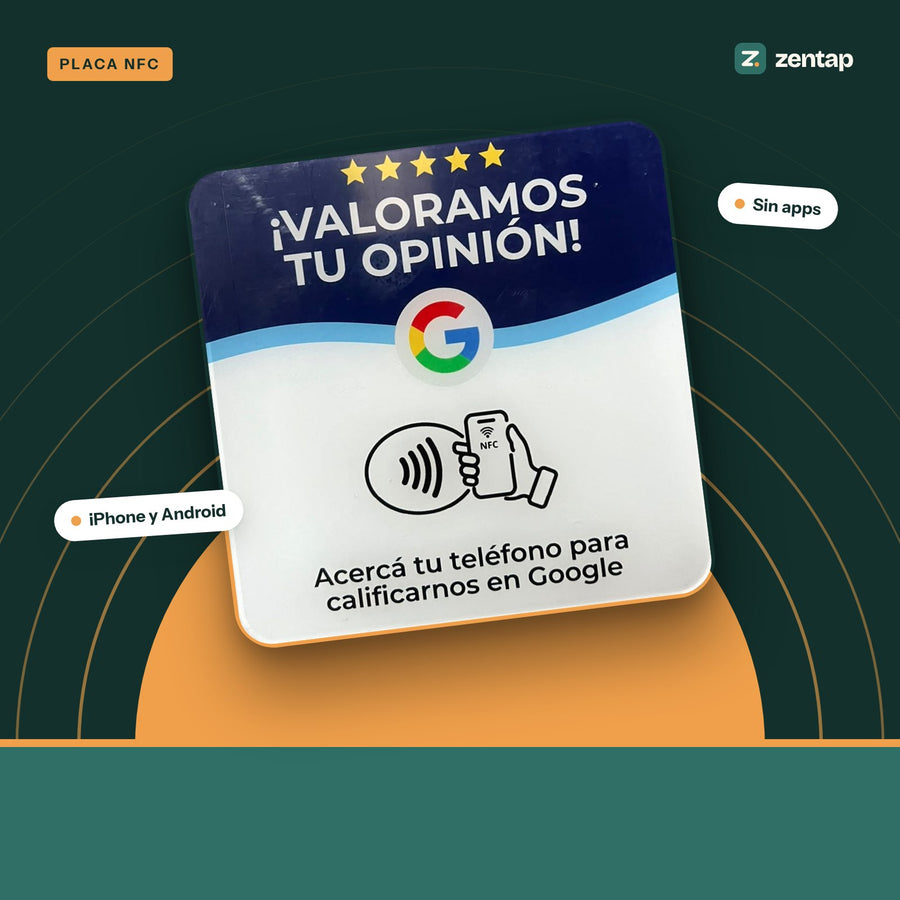 Placa NFC Zentap para reseñas de Google